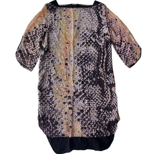 Rebecca Minkoff Women's Size 2 Leah Silk‎ Dress Button Back Detail Snake Print